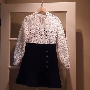 EUC Self portrait navy and white dress size 10